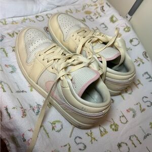 Nike Women's Cream and Pink Sneakers